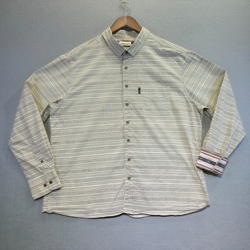 Ariat Men's Modern Fit Aztec Long Sleeve Button Up Flip Cuff Shirt Size 2XL